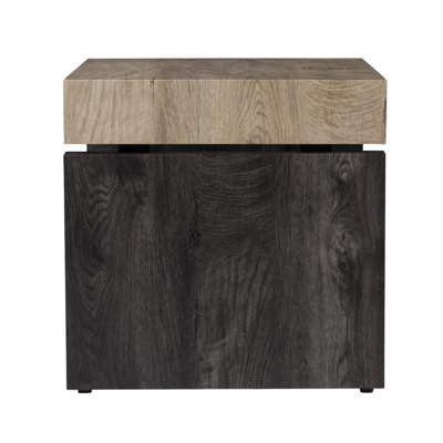  Transitional 20" Natural Wood and Iron Square End Table