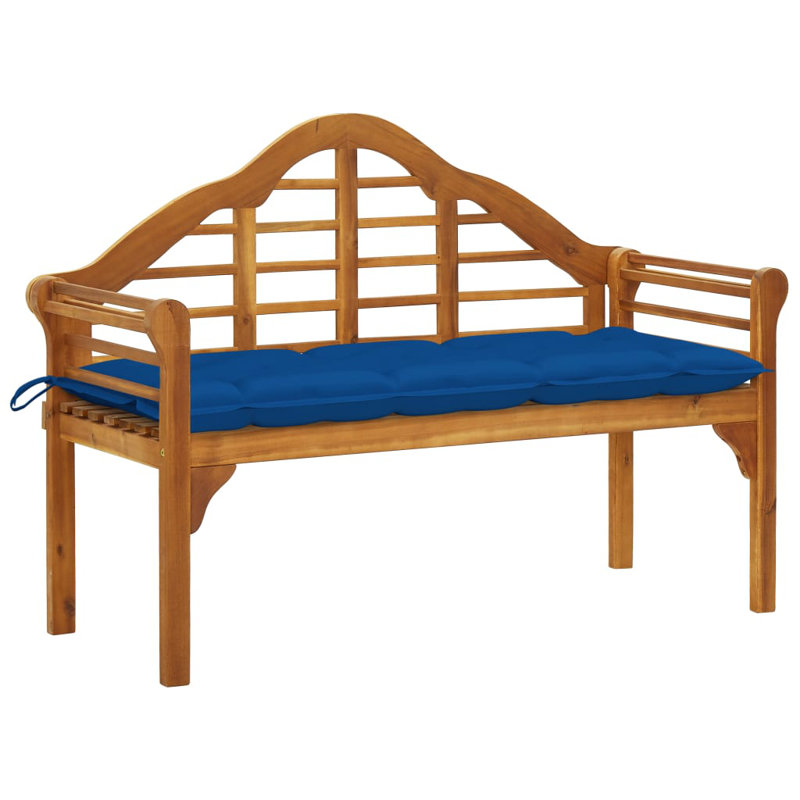Banc de jardin en bois Poissons, Brun, Bleu royal