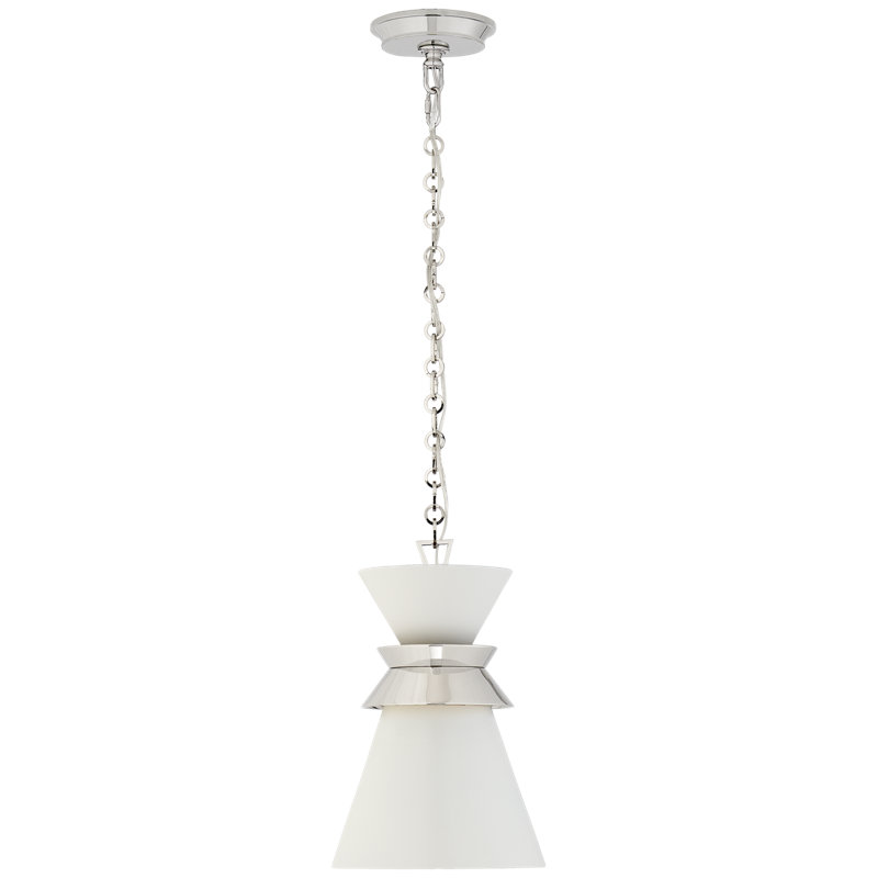 Chapman & Myers Alborg Small Stacked Pendant, Matte White, Polished Nickel