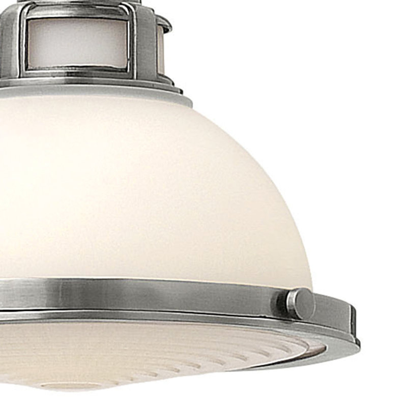 Mini Amelia Etched Opal LED Pendant in Polished Antique Nickel