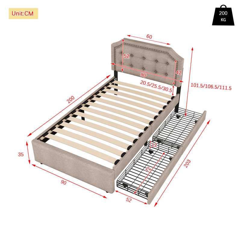 Sakath Upholstered Storage Bed, Brown