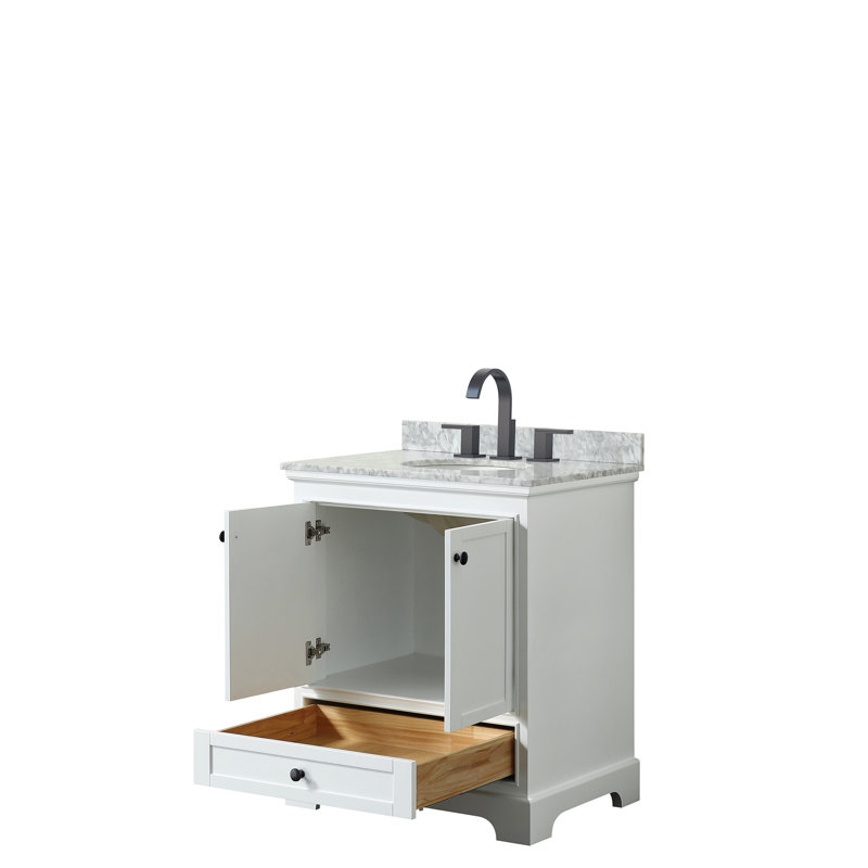 Ensemble de meuble-lavabo simple 30 po Deborah, Blanc, Noir mat