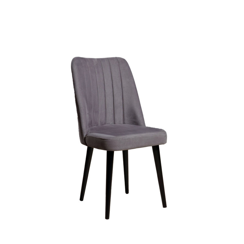 Ensemble de chaises modernes (4 pièces), gris et noir, 18,0 po x 36,2 po x 17,7 po | 100% panneau de fibres à densité moyenne avec tissu 100% polyester, pieds en métal, design élégant et durable | Parfait pour la salle à manger, la cuisine ou le bureau