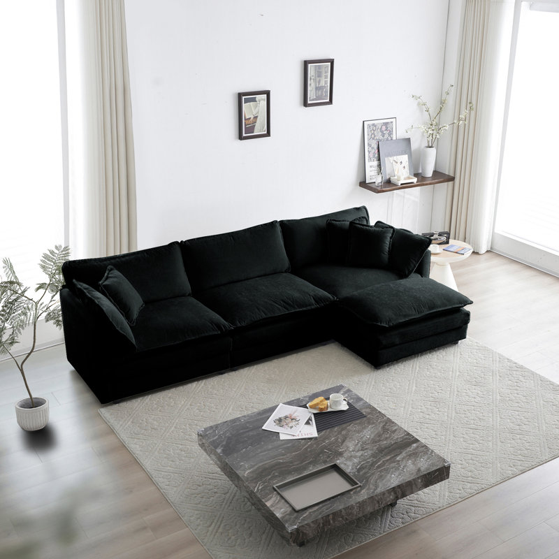 Canapé modulaire en chenille Ayla, Noir