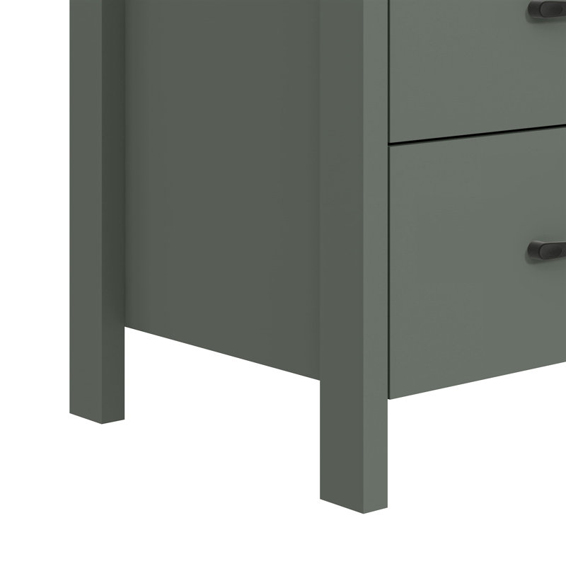 Chabot Modern 2-Drawer Nightstand Set Of 2, Kale Green/Reviera Eichi