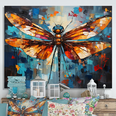 " Orange Dragonfly Insects Flight Collage II "