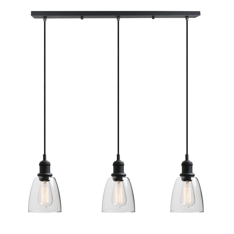 3 - Light Kitchen Island Pendant, Black