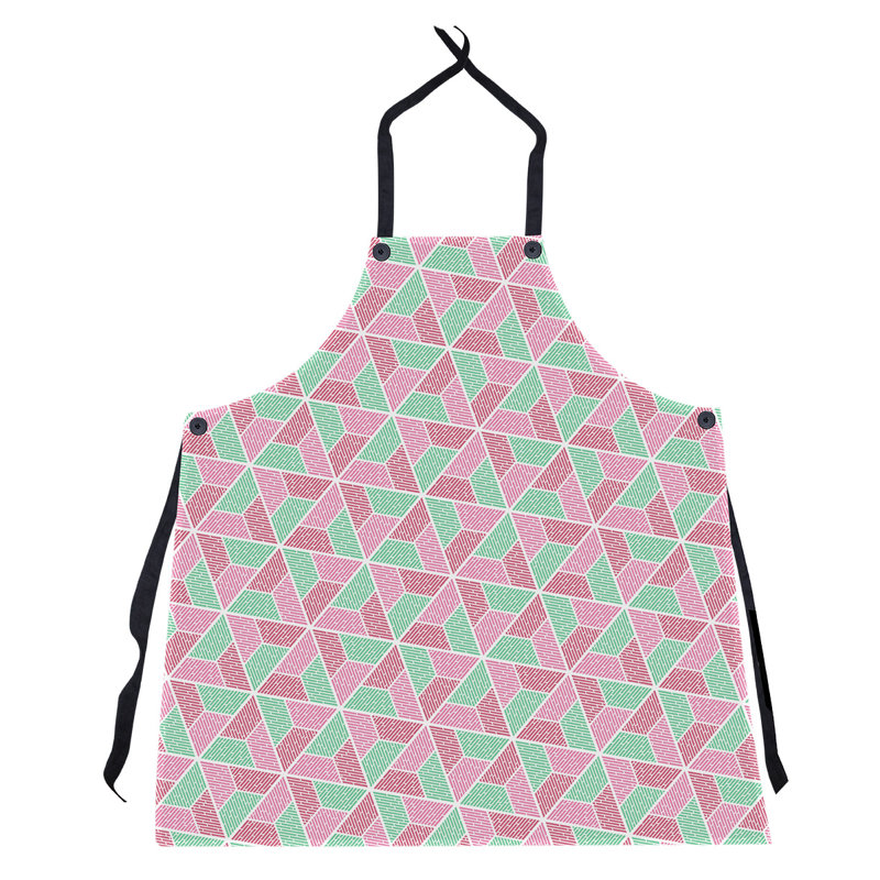 Bib Apron, Green Pink/Red