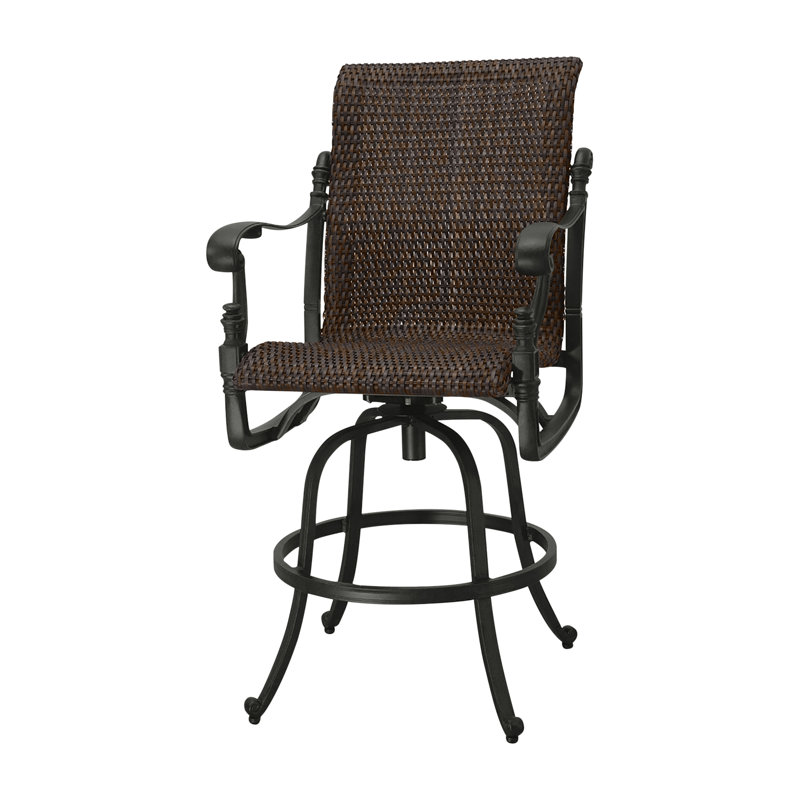 Florence Woven Swivel Bar Stool, Chestnut, Desert Bronze