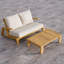 Canapé deux places Ali avec table basse (partie 1 sur 2) - Mobilier d'extérieur en bois d'acacia avec coussins épais, tissu résistant à l'eau et assise profonde