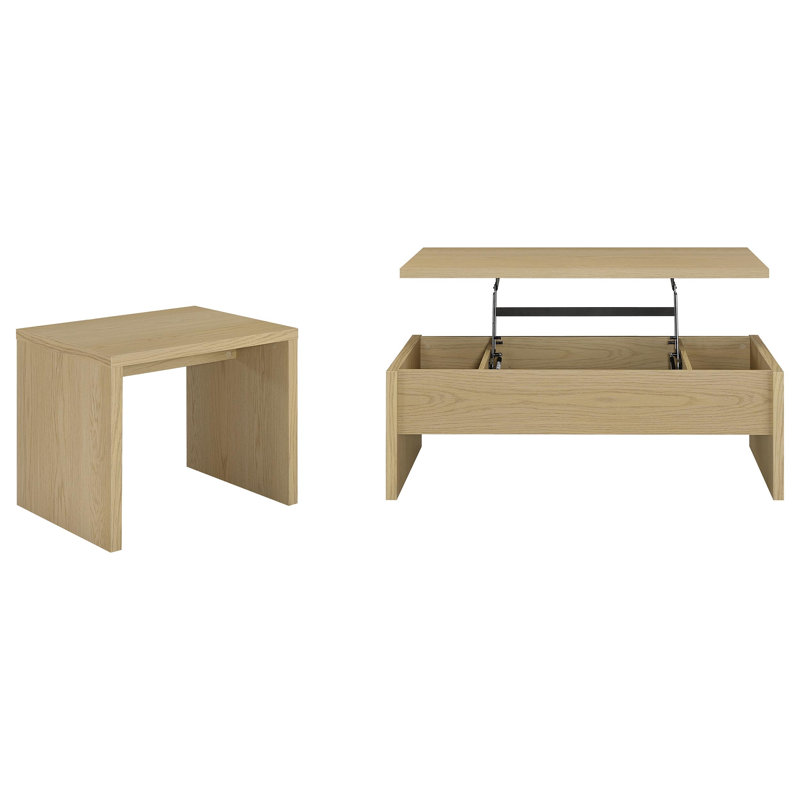 Ensemble de tables basses 2 pièces Coll, Chêne clair, 2 pièces: tables basses, table de bout