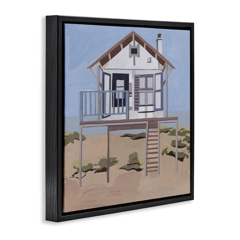 Cadre flottant Silent Shores Beach House, design par Melissa Wang, Cadre flottant noir de jais, H 18 po x l 18 po