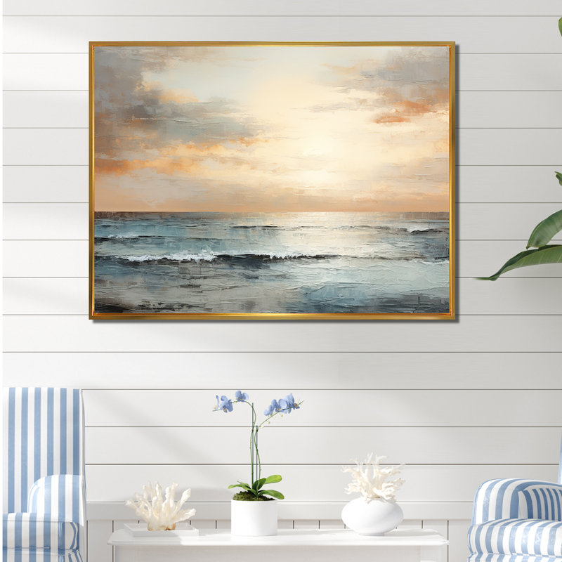 Impression sur toile Pirtle - Coastal Sunset, Cadre flottant doré, 30" H x 40" W