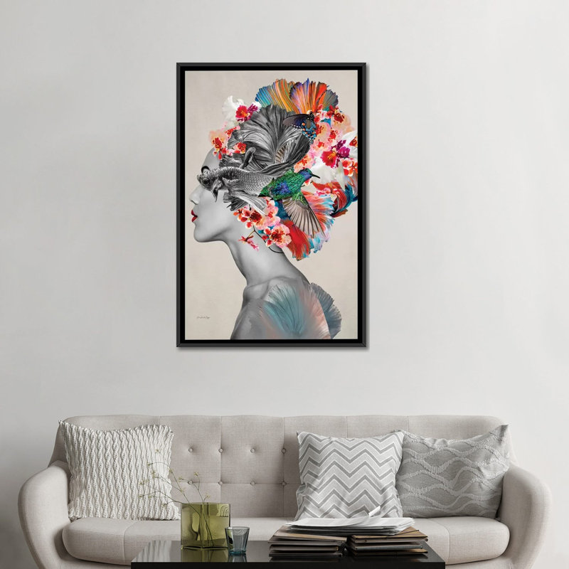Aretha - par Ana Paula Hoppe, impression, H 48 po x l 32 po x P 1,5 po, Toile avec cadre noir, Aucun mat