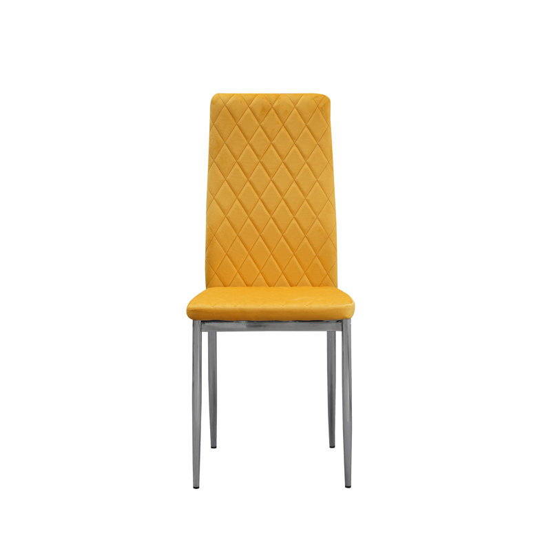 Knisely 46cm H Velvet Upholstered Side Chair, Mustard