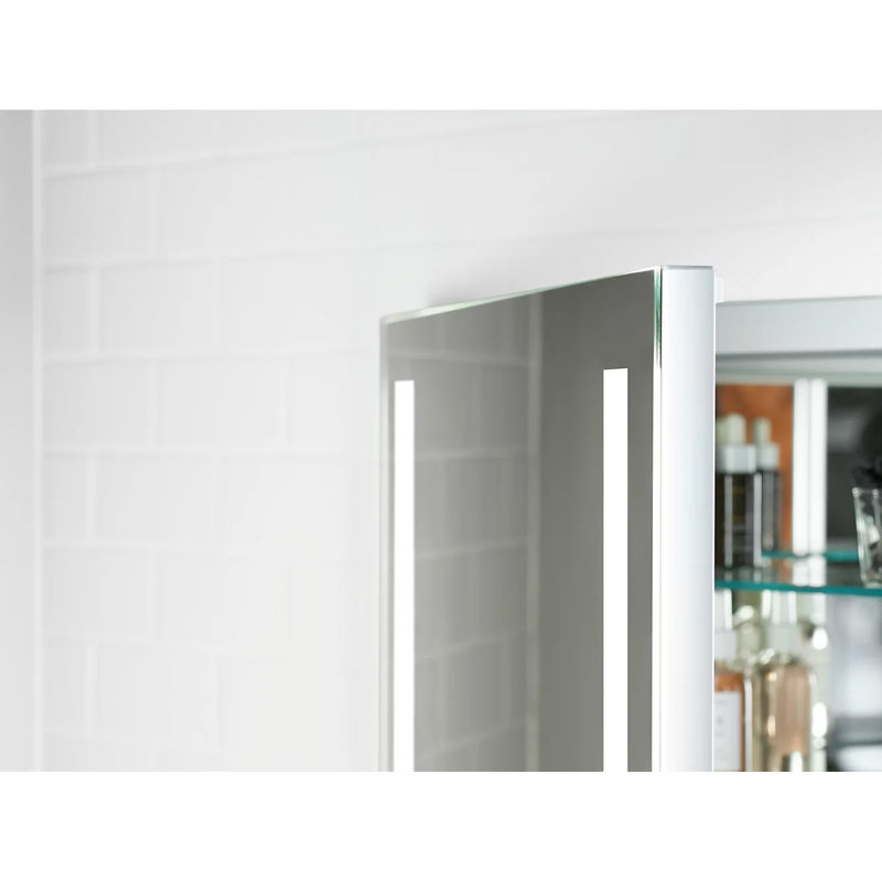 Armoire à pharmacie à miroir à une porte en aluminium avec tablettes réglables Kohler Verdera, H 30 po x l 24 po x P 5,19 po