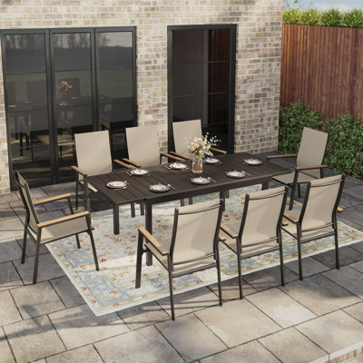 Leonard 8 - Person Patio Dining Set with Extendable Rectangular Table