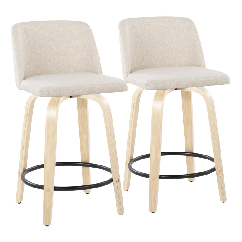 Lakyia Swivel 24.25" Counter Stool (Set of 2), Walnut/Black, Cream Noise