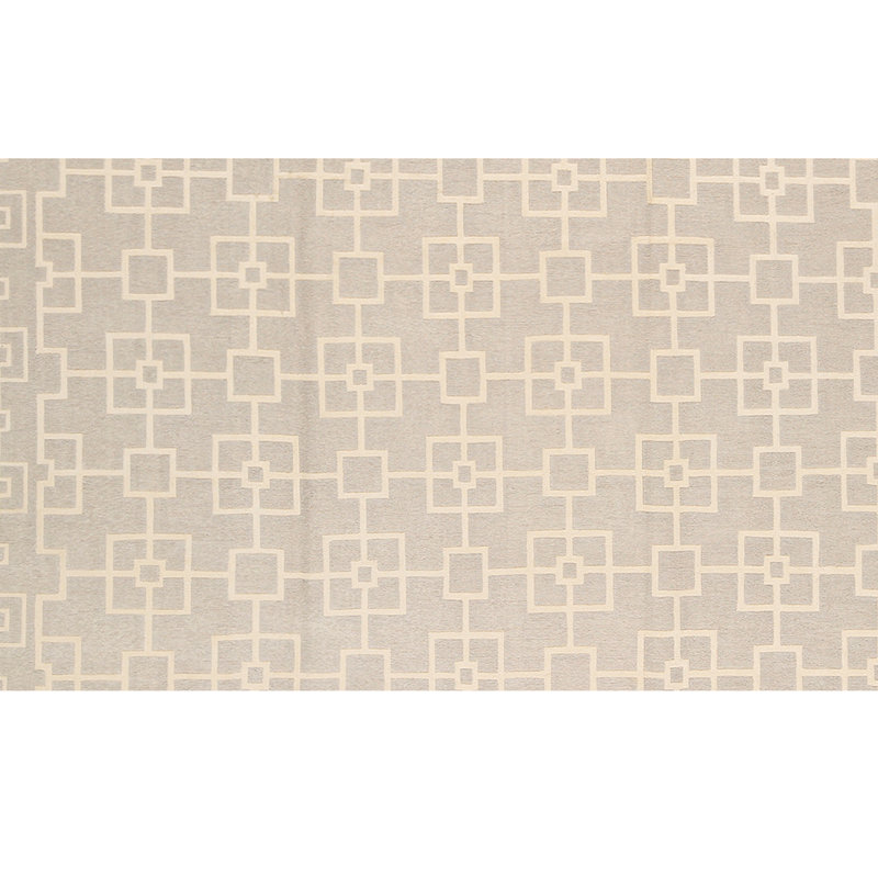 Wool Geometric Area Rug in White