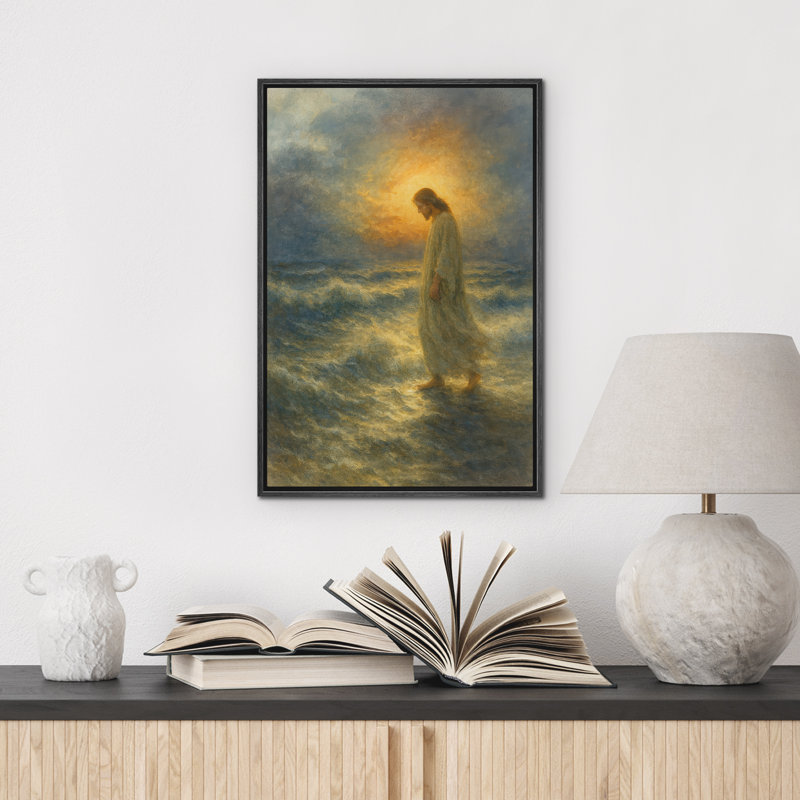 Jésus, art mural, impression sur toile, décoration murale de chambre à coucher, H 24 po x l 16 po, Noir