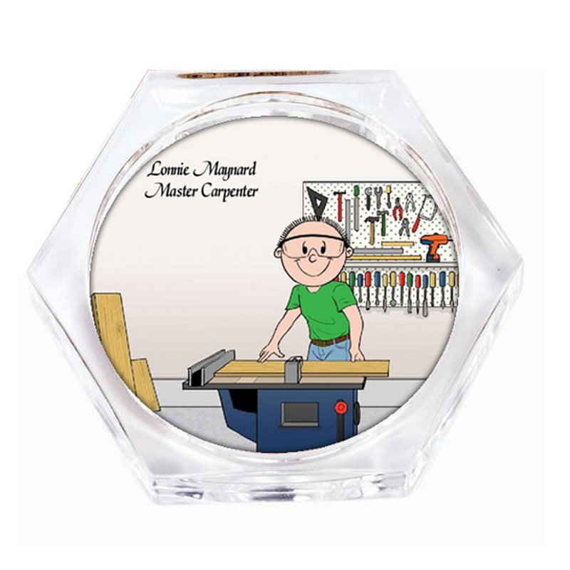 Ensemble-cadeau personnalisé sous-verre pour menuisier (4 sous-verres), Oui