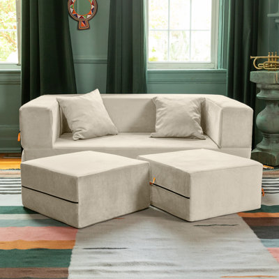 Causeuse-lit et pouf convertible Shontae Zipline
