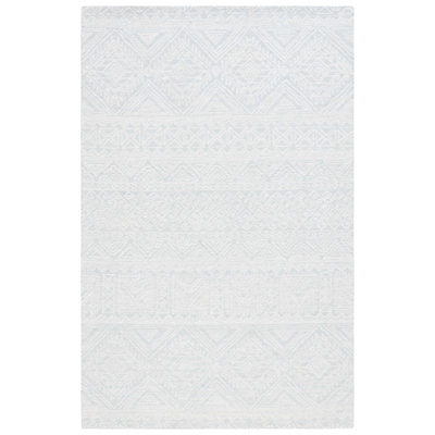 Frachia Tufted Wool Cotton Southwestern Rug in Light Gray/Ivory