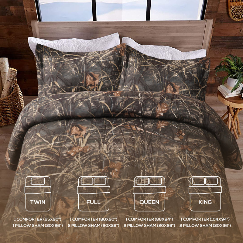 Ensemble d'édredon Realtree Max 4 Camo, ensemble de literie rustique en polycoton avec taies décoratives