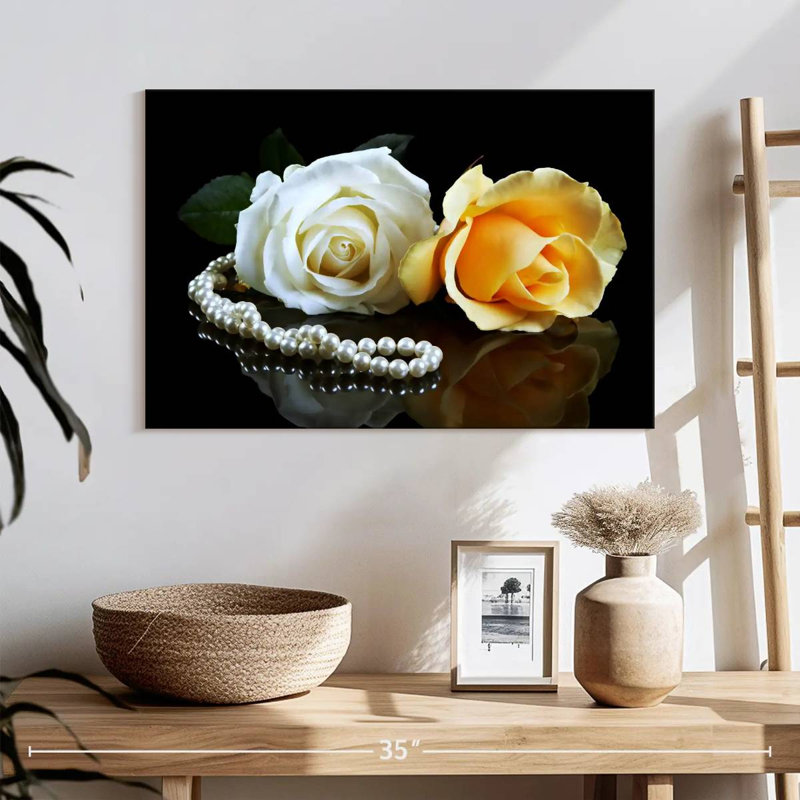 Harnek, perles et roses, H 16 po x l 24 po
