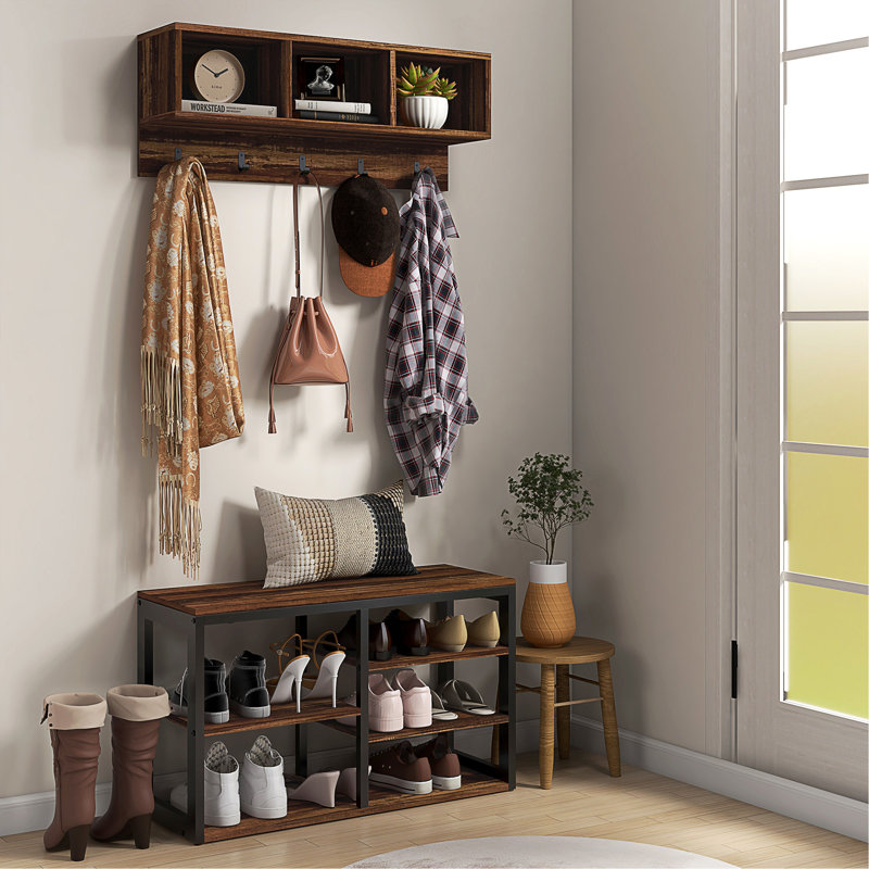 Versatile 2-In-1 Coat Rack Shoe Bench Set For Entryways And Hallways