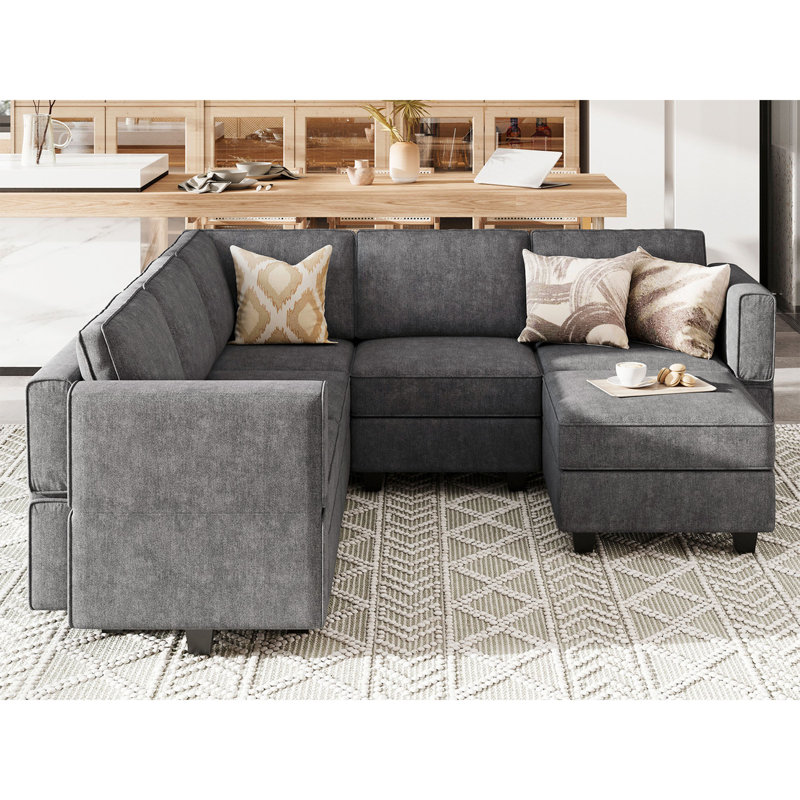 Kimbrel Modular Sectional Sofa U Shaped Couch Set With Storage Seat Convertible Large Couch U Shape Set