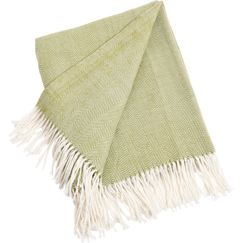 27"x24.5" Herringbone Acrylic Throw with Tassel Fringe - Grass