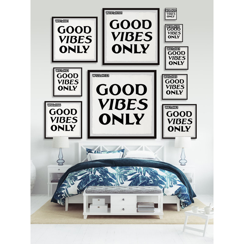 Good Vibes Only XV 1 Piece Single Picture Frame Painting, 45cm H x 45cm W x 3.81cm D