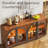 68" Sideboard Buffet Cabinet With 4  Arched Glass Doors Storage, for Kitchen Dining room, Liquor Coffee Bar Cabinet W/LED Light, Walnut-1183274036-1182700345
