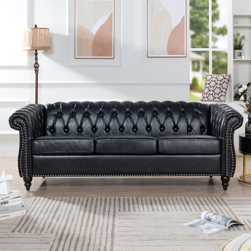 Canapé Chesterfield 84,65 po., Noir