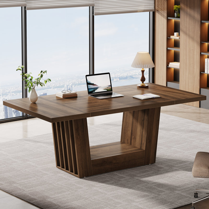 Bureau de direction 63 pouces, bureau d'ordinateur moderne avec base robuste