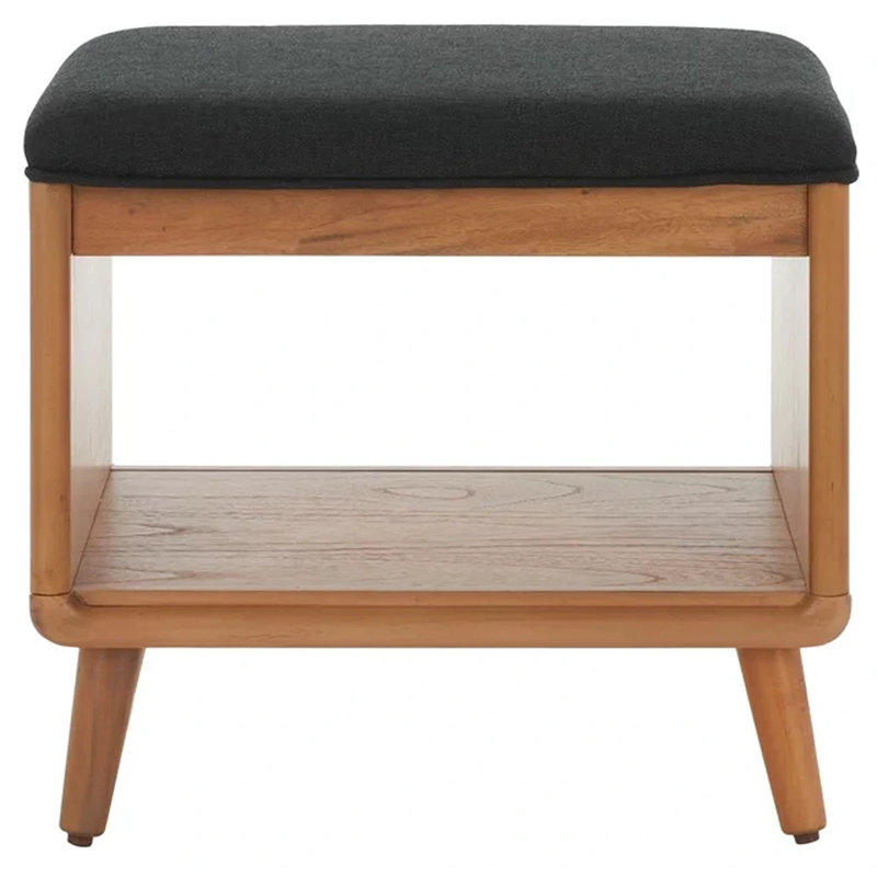 Polyester Upholstered Storage Bench, Black