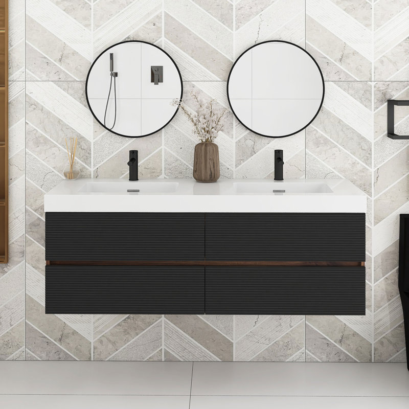 Meuble-lavabo mural avec lavabo 59,05 po x P 19,11 po x H 25,81 po