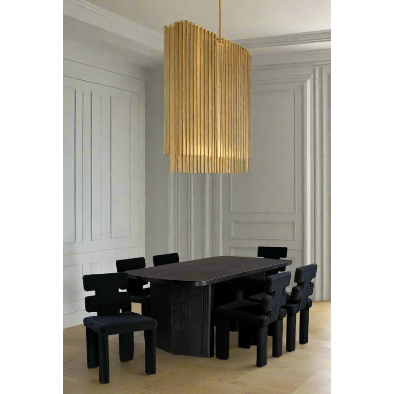Ensemble de table de salle à manger Mya avec chaises en velours  , Noir