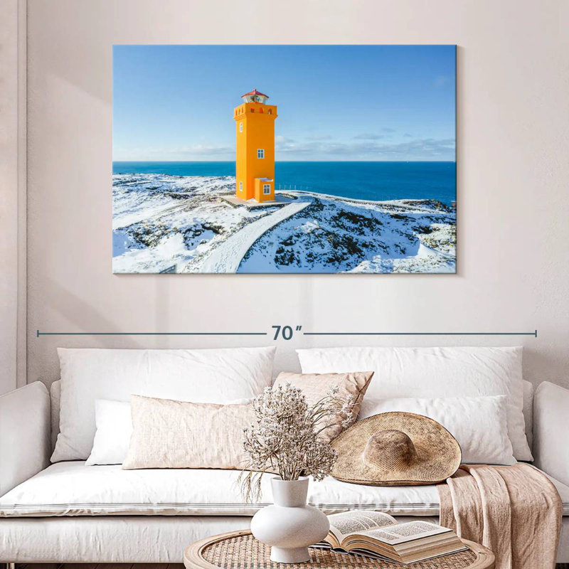 Hiver au phare de Svortuloft, H 32 po x l 48 po