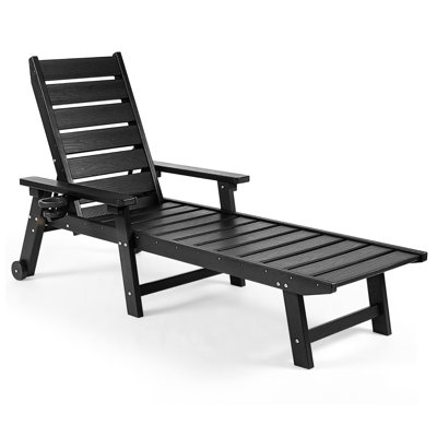 Burdge ZeaLuxe 1-Piece HDPE Patio Chaise Lounge with Wheels and Adjustable Backrest by Latitude Run