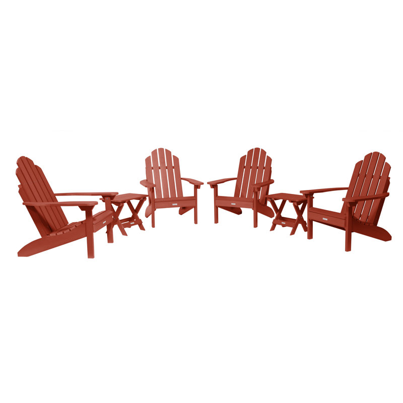 Anette Outdoor Adirondack Chair With Table, Rustic Red