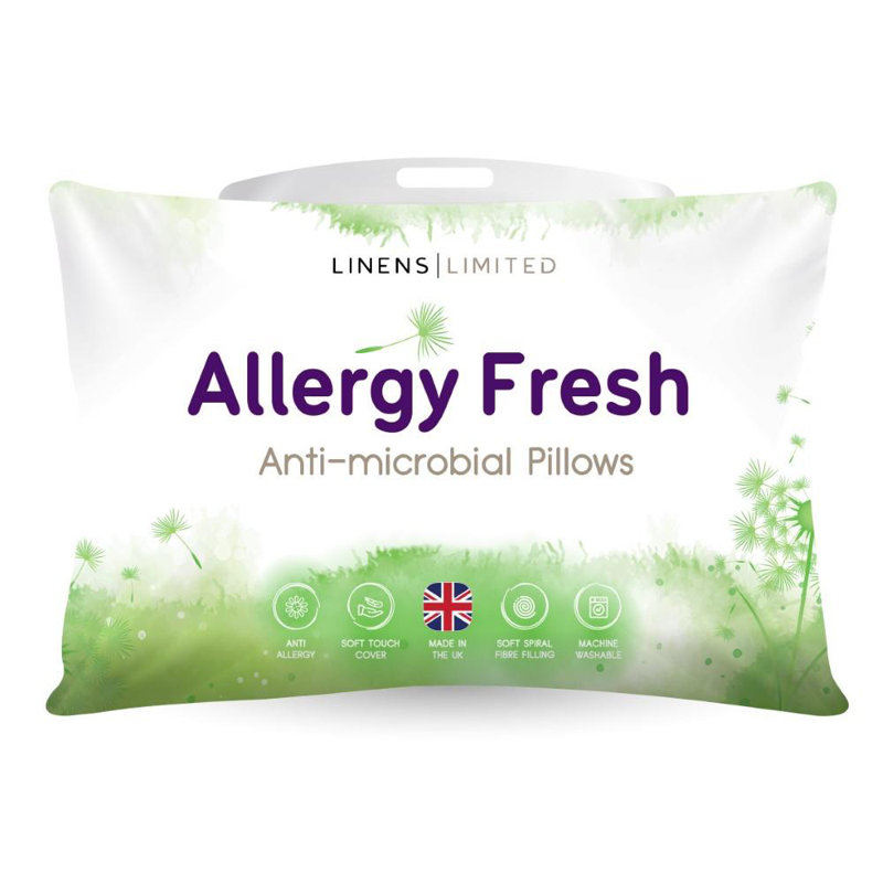 Linens Limited Soft Pillow, Made in the UK, Allergy Fresh, Soft and Firm with Orthopedic Support, Anti Allergy Hollowfibre, Machine Washable