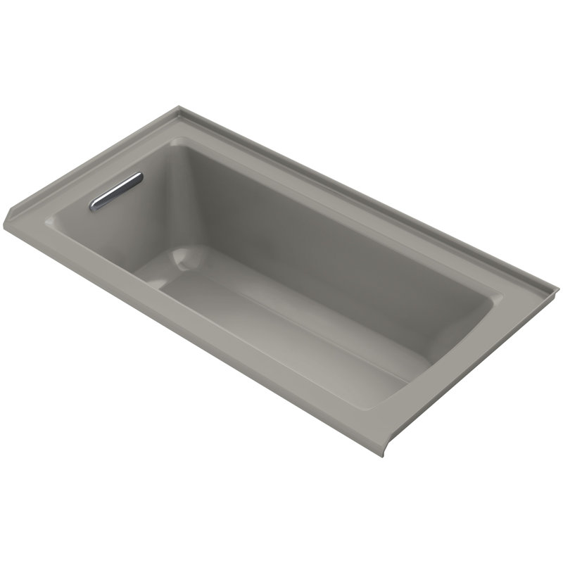 Archer Alcove Bath with Bask Heated Surface, Tile Flange and Right-Hand Drain, Cashmere, Left
