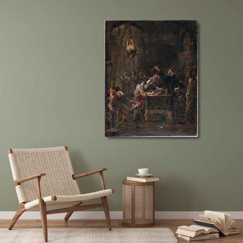 «Torture Scene» par Alessandro Magnasco, reproduction d'art sur toile tendue avec châssis, H 40 po x l 28 po