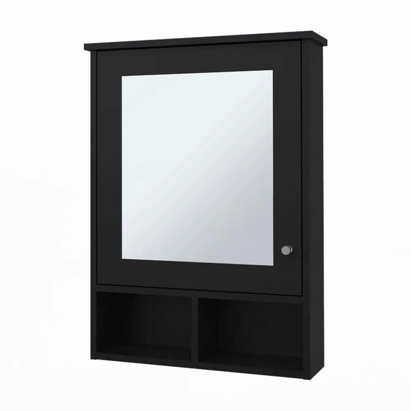 Pharmacie avec porte et miroir inclus, Noir