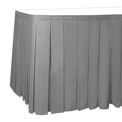 Ultimate Textile 7 Ft. Box Pleat Polyester Table Skirt - 36" Counter Serving Height, Light Pink