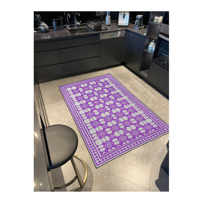Tapis mauve à motif tissé lavable Mosso, 6'7" x 9'10"
