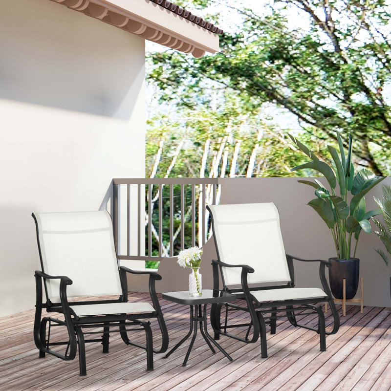 Fauteuil oscillant d'extérieur Outsunny, 2, Blanc, crème