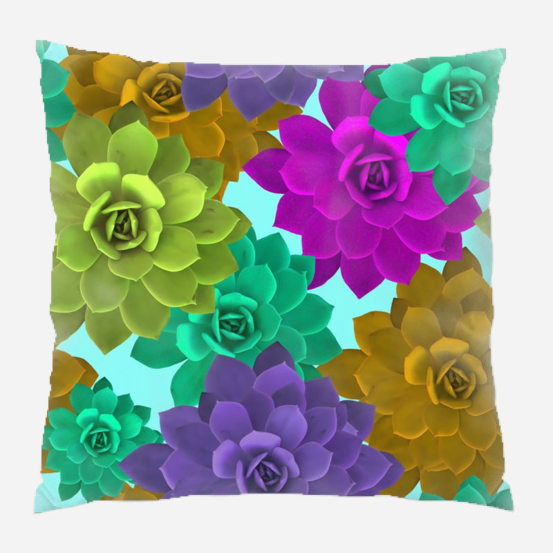 Flowers Geometric Microsuede Reversible Throw Pillow